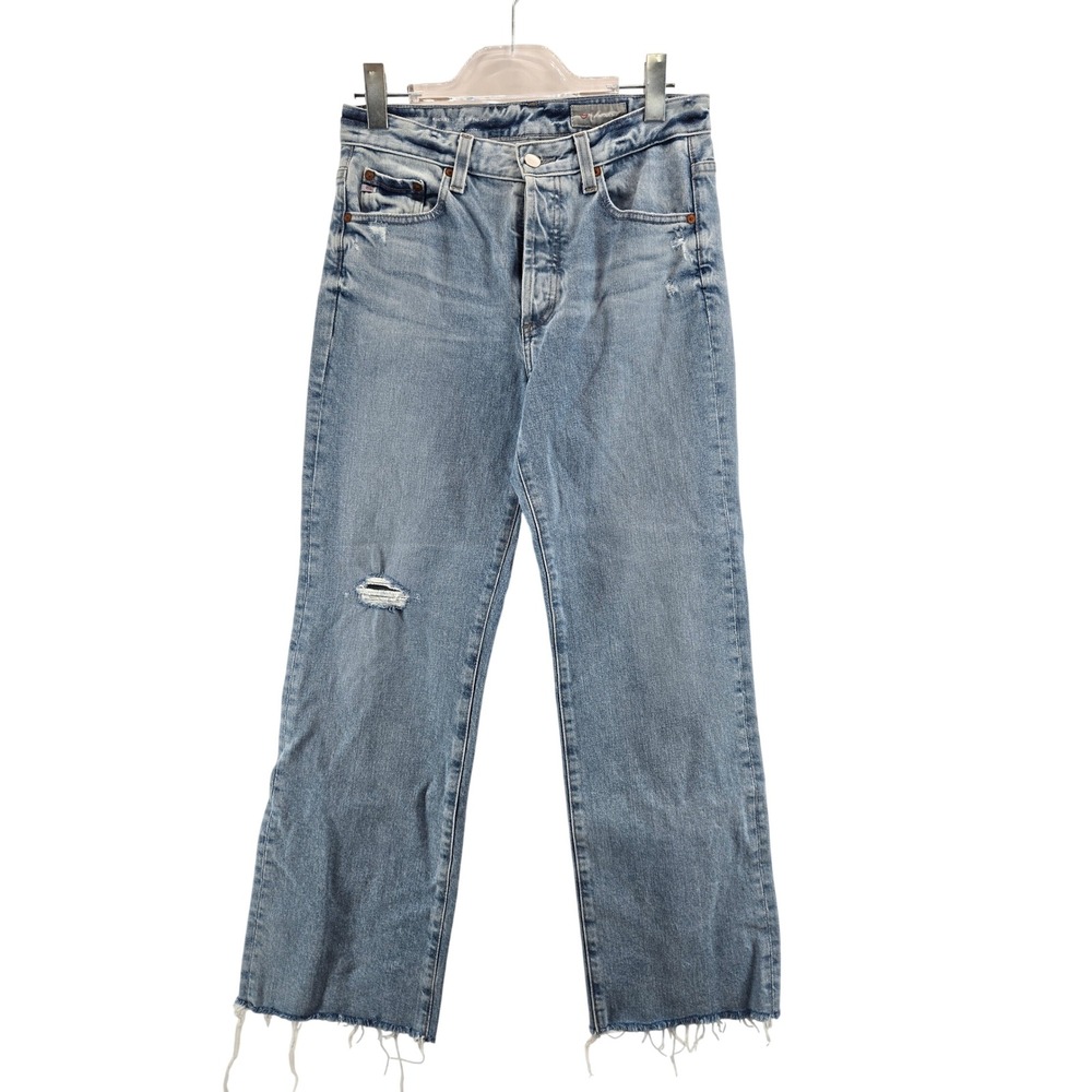 AG Adriano Goldschmied Kinsley High Rise Pop Crop Jeans Light Wash 28 Distressed